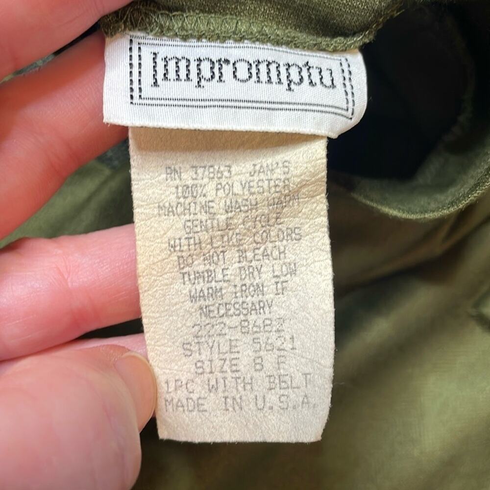 Vintage 80's Impromptu knit olive green midi dress - Picture 4 of 8